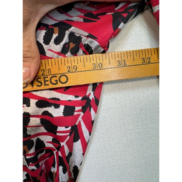 Links Womens Tunic Blouse Top Plus Size 3X Red Animal Print 3/4 Sleeves Retro - Picture 10 of 13